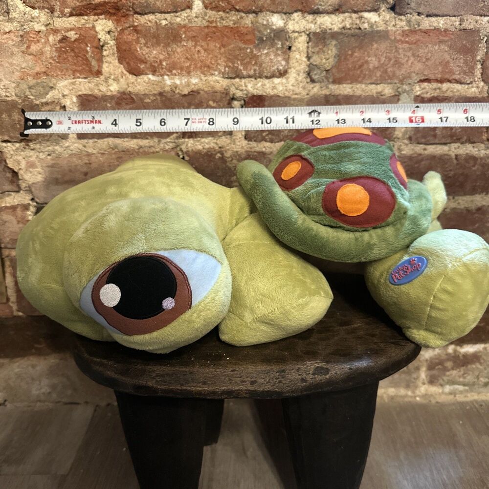 LITTLEST PET SHOP PLUSH LPS Turtle LARGE Hasbro 2005 Toy Green Big Head Rare